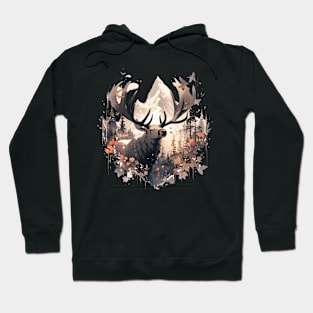 Elk deer nature Scandinavian forest Hoodie